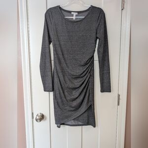 Leith Heather Gray Long Sleeve Dress